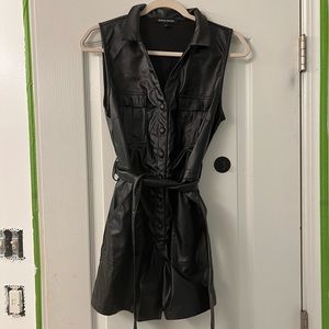 Black leather romper